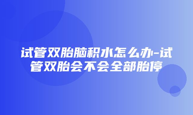 试管双胎脑积水怎么办-试管双胎会不会全部胎停