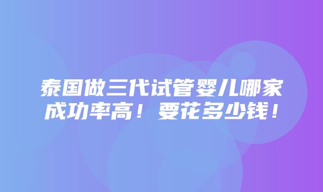 泰国做三代试管婴儿哪家成功率高！要花多少钱！