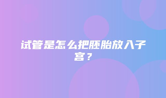 试管是怎么把胚胎放入子宫？