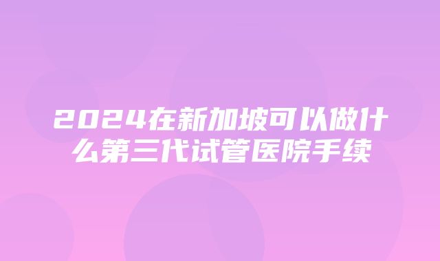 2024在新加坡可以做什么第三代试管医院手续