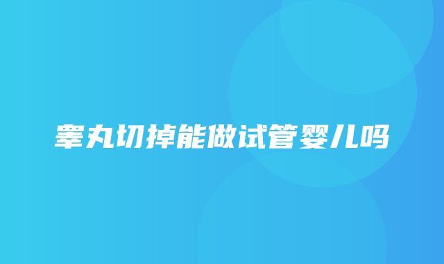 睾丸切掉能做试管婴儿吗