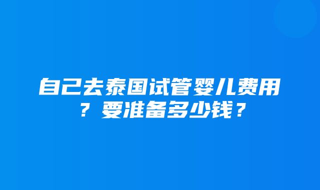 自己去泰国试管婴儿费用？要准备多少钱？