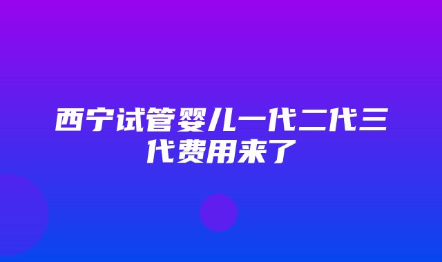 西宁试管婴儿一代二代三代费用来了