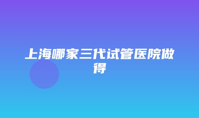 上海哪家三代试管医院做得