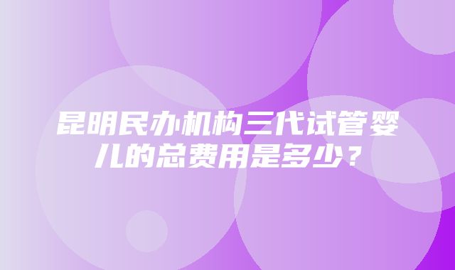 昆明民办机构三代试管婴儿的总费用是多少？