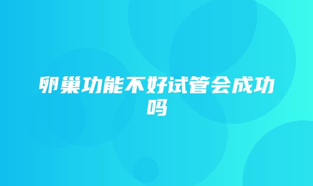 卵巢功能不好试管会成功吗