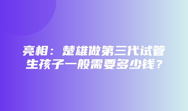 亮相：楚雄做第三代试管生孩子一般需要多少钱？