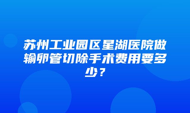 苏州工业园区星湖医院做输卵管切除手术费用要多少？