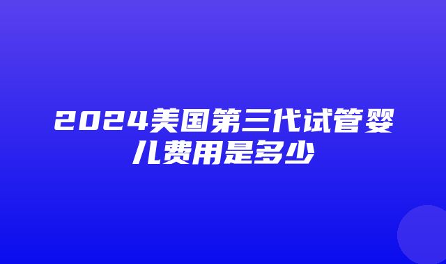 2024美国第三代试管婴儿费用是多少