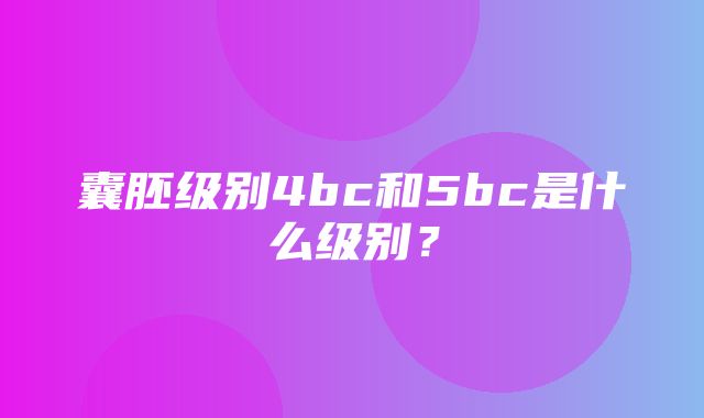 囊胚级别4bc和5bc是什么级别？