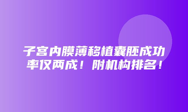 子宫内膜薄移植囊胚成功率仅两成！附机构排名！