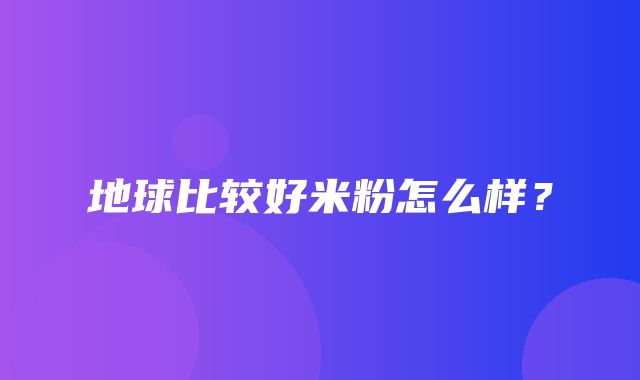 地球比较好米粉怎么样？