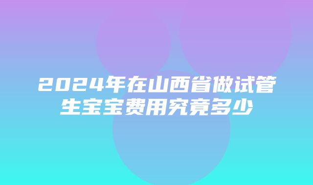 2024年在山西省做试管生宝宝费用究竟多少