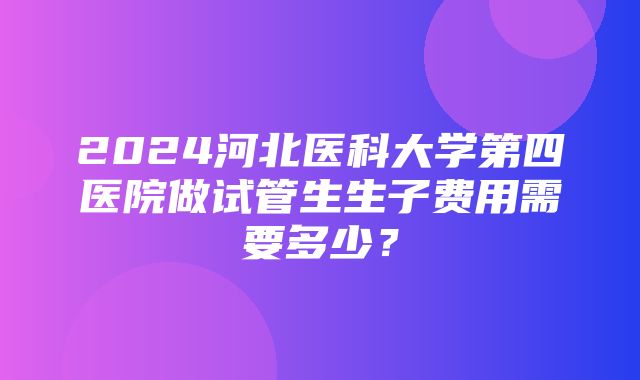 2024河北医科大学第四医院做试管生生子费用需要多少？