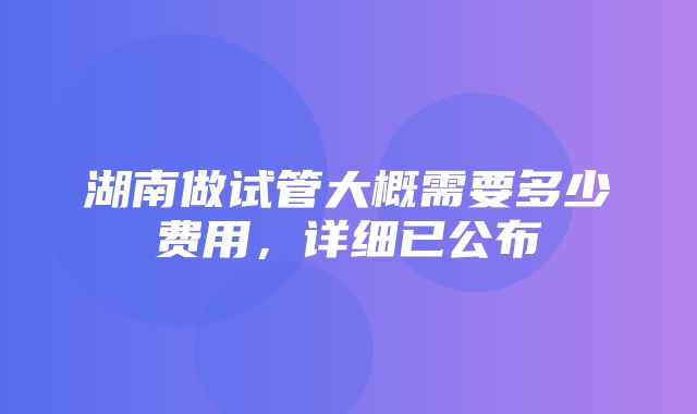 湖南做试管大概需要多少费用，详细已公布