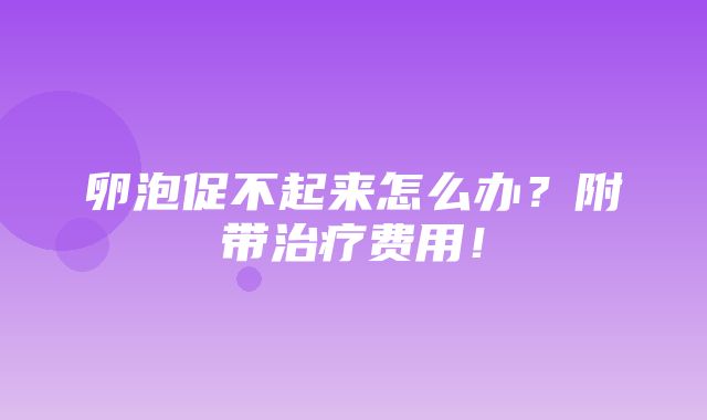 卵泡促不起来怎么办？附带治疗费用！