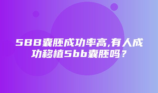 5BB囊胚成功率高,有人成功移植5bb囊胚吗？