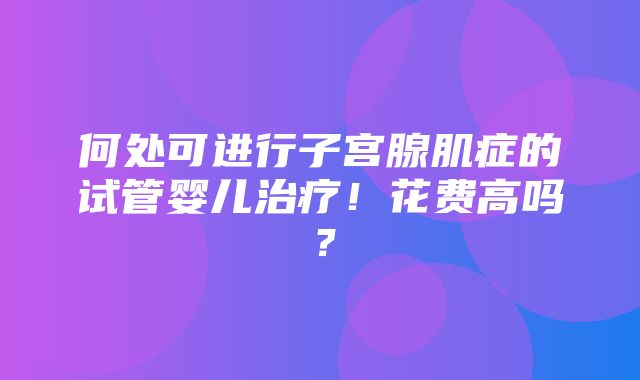 何处可进行子宫腺肌症的试管婴儿治疗！花费高吗？