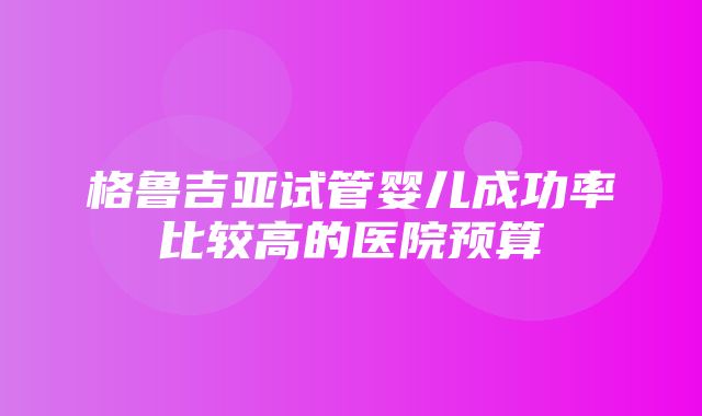 格鲁吉亚试管婴儿成功率比较高的医院预算