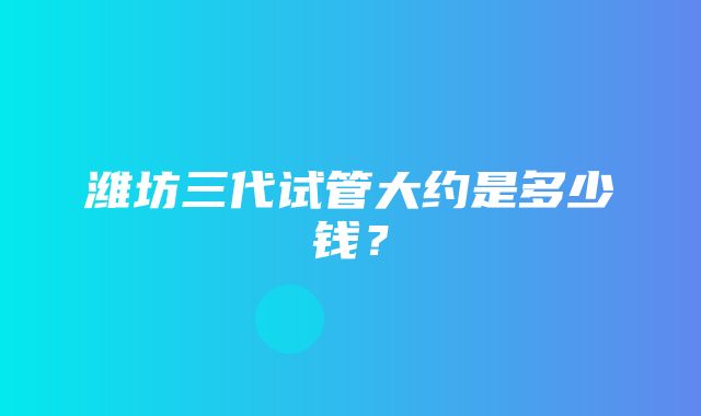 潍坊三代试管大约是多少钱？