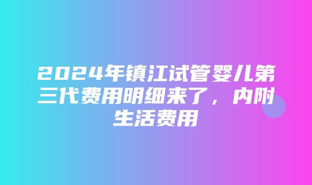 2024年镇江试管婴儿第三代费用明细来了，内附生活费用