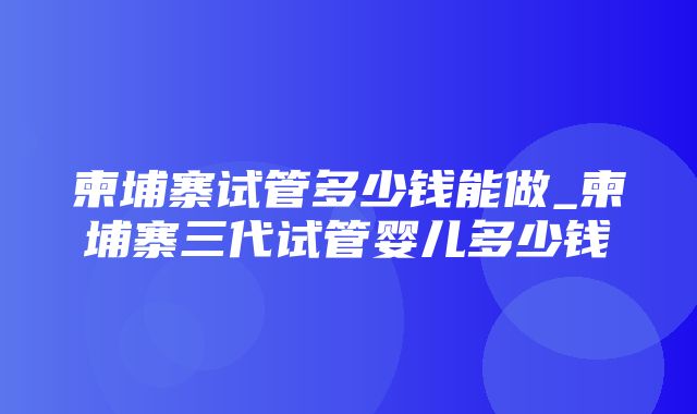 柬埔寨试管多少钱能做_柬埔寨三代试管婴儿多少钱