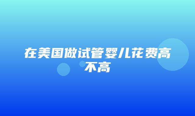 在美国做试管婴儿花费高不高