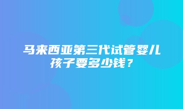 马来西亚第三代试管婴儿孩子要多少钱？