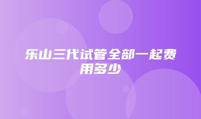 乐山三代试管全部一起费用多少