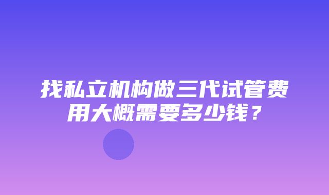 找私立机构做三代试管费用大概需要多少钱？