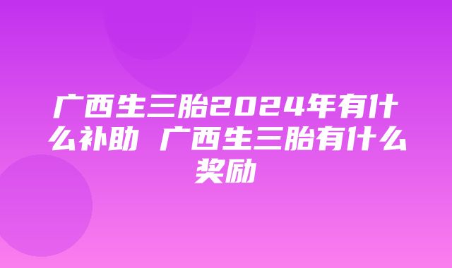 广西生三胎2024年有什么补助 广西生三胎有什么奖励