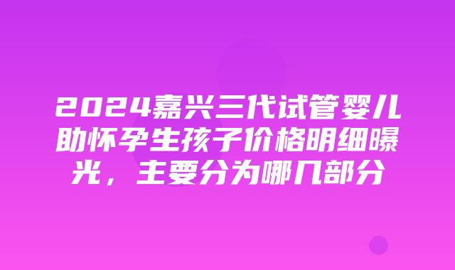 2024嘉兴三代试管婴儿助怀孕生孩子价格明细曝光，主要分为哪几部分