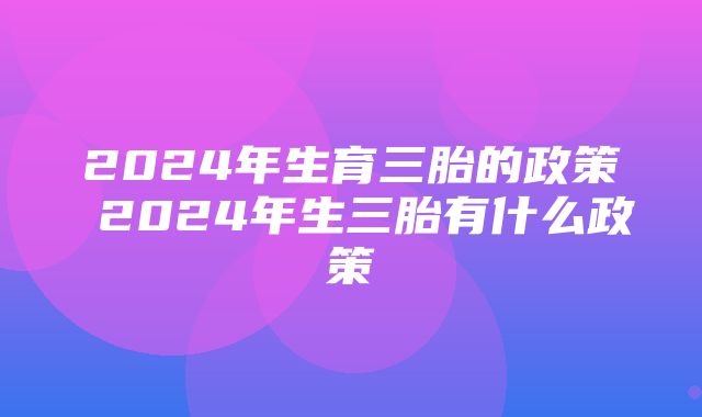 2024年生育三胎的政策 2024年生三胎有什么政策