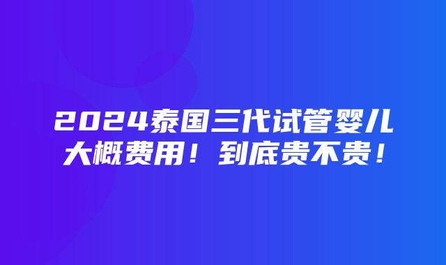 2024泰国三代试管婴儿大概费用！到底贵不贵！