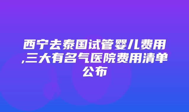 西宁去泰国试管婴儿费用,三大有名气医院费用清单公布