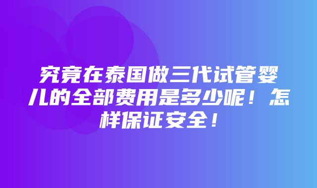 究竟在泰国做三代试管婴儿的全部费用是多少呢！怎样保证安全！