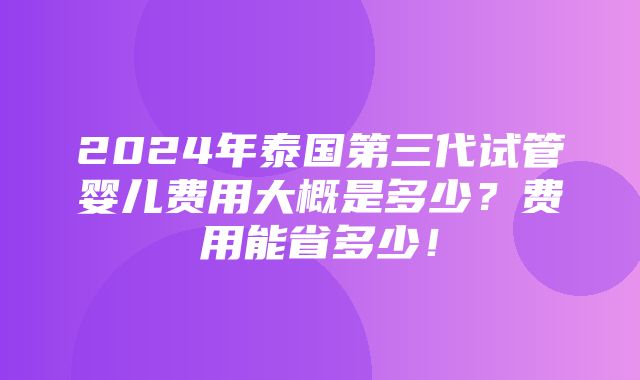 2024年泰国第三代试管婴儿费用大概是多少？费用能省多少！