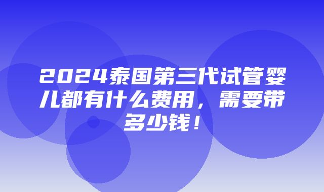 2024泰国第三代试管婴儿都有什么费用，需要带多少钱！