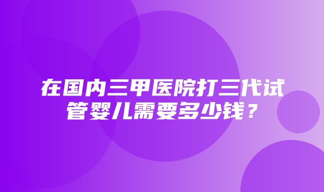 在国内三甲医院打三代试管婴儿需要多少钱？