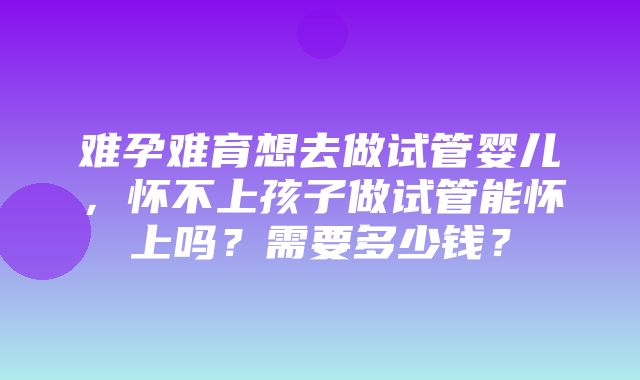 难孕难育想去做试管婴儿，怀不上孩子做试管能怀上吗？需要多少钱？