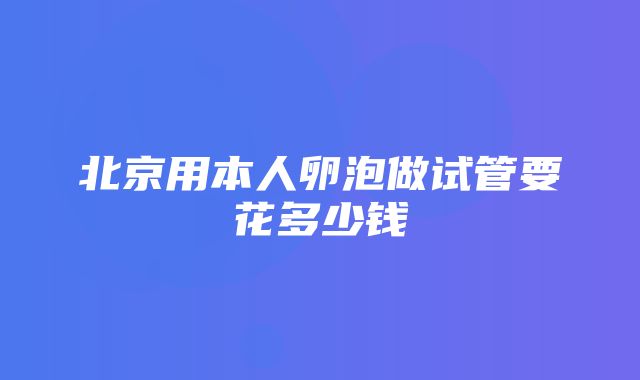 北京用本人卵泡做试管要花多少钱