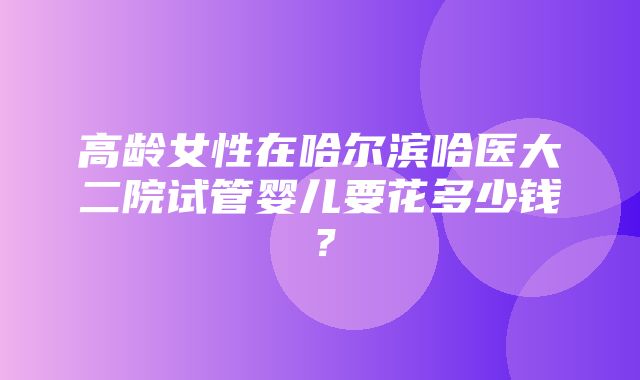 高龄女性在哈尔滨哈医大二院试管婴儿要花多少钱？