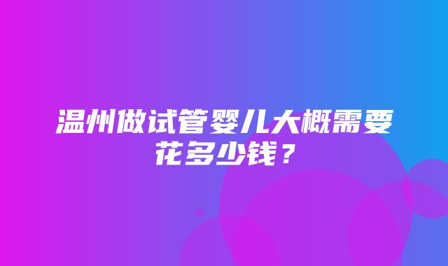 温州做试管婴儿大概需要花多少钱？