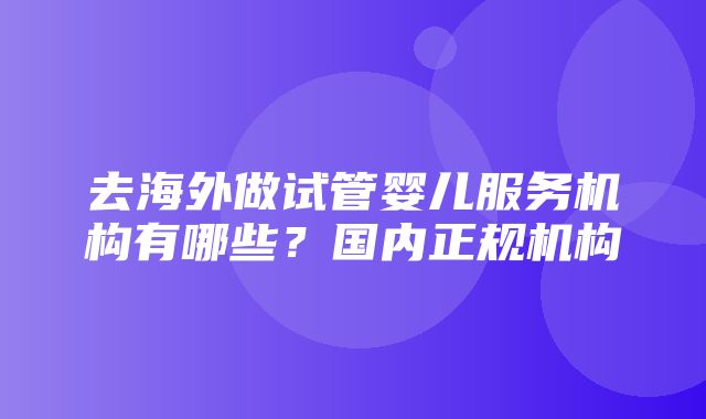 去海外做试管婴儿服务机构有哪些？国内正规机构