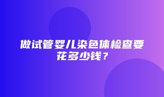 做试管婴儿染色体检查要花多少钱？