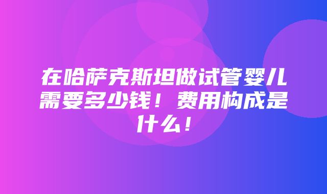 在哈萨克斯坦做试管婴儿需要多少钱！费用构成是什么！