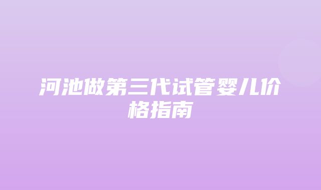 河池做第三代试管婴儿价格指南