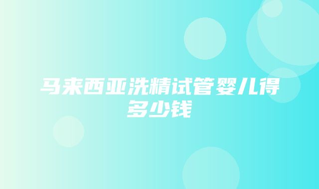 马来西亚洗精试管婴儿得多少钱