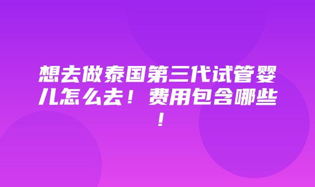 想去做泰国第三代试管婴儿怎么去！费用包含哪些！