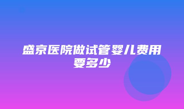 盛京医院做试管婴儿费用要多少